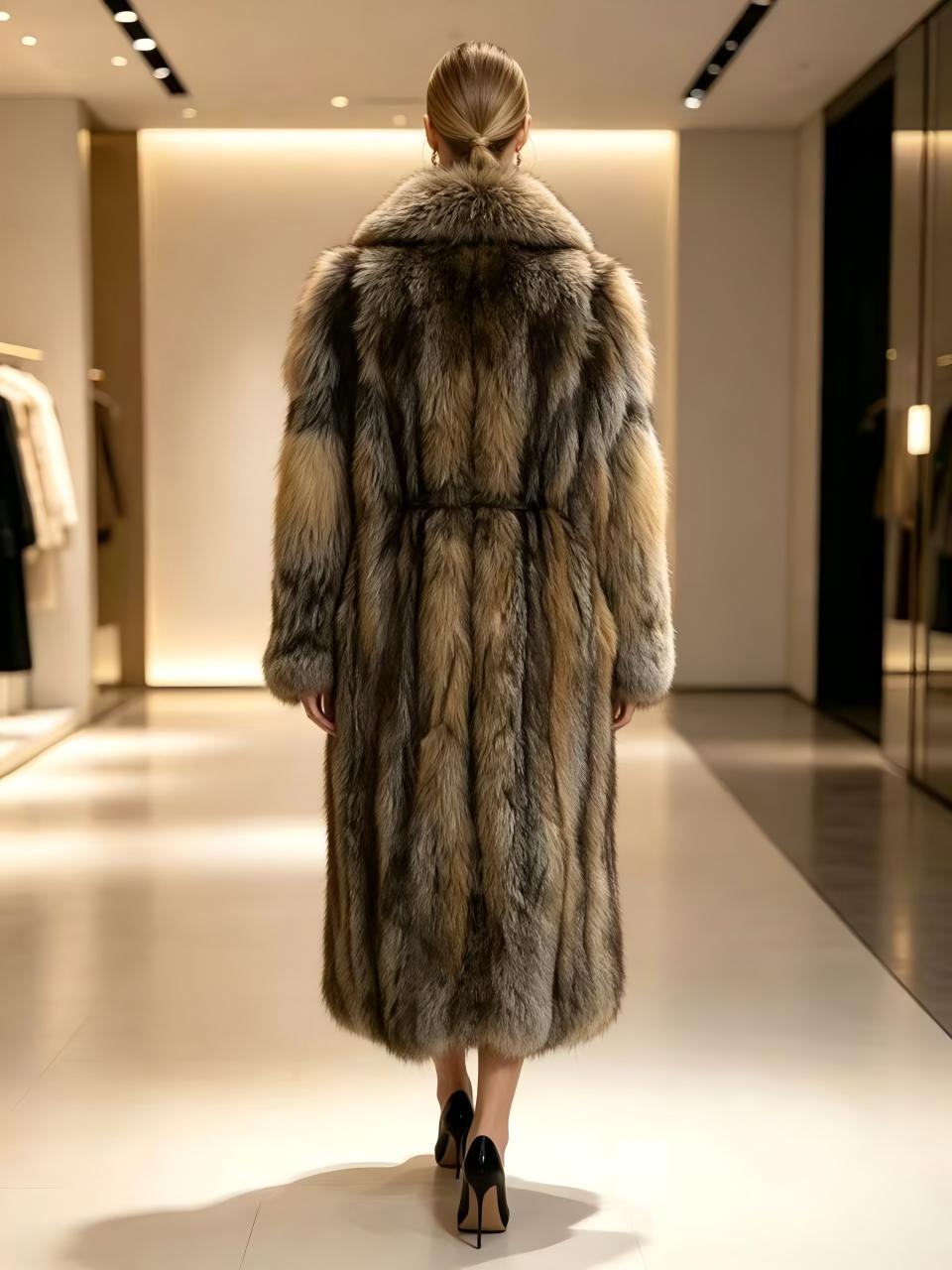 Luxury Natural Fox Fur Long Coat | High-End Wholesale Fur Outerwear